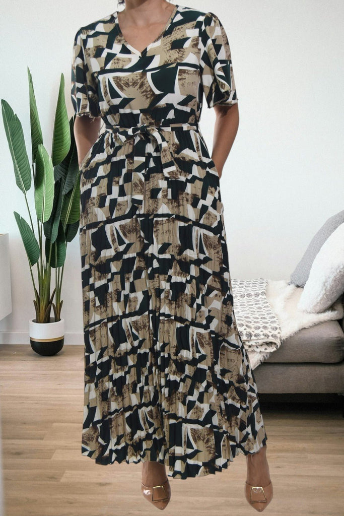 Ladies Tie Front Pocket Green Dress - StylePhase SA