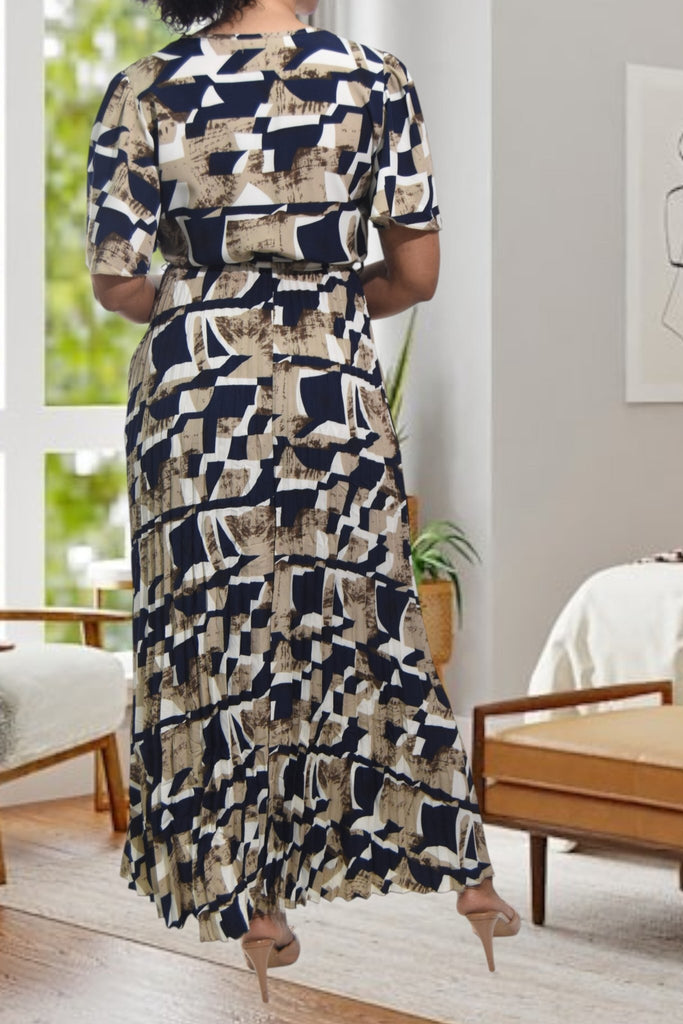Ladies Tie Front Pocket Navy Dress - StylePhase SA