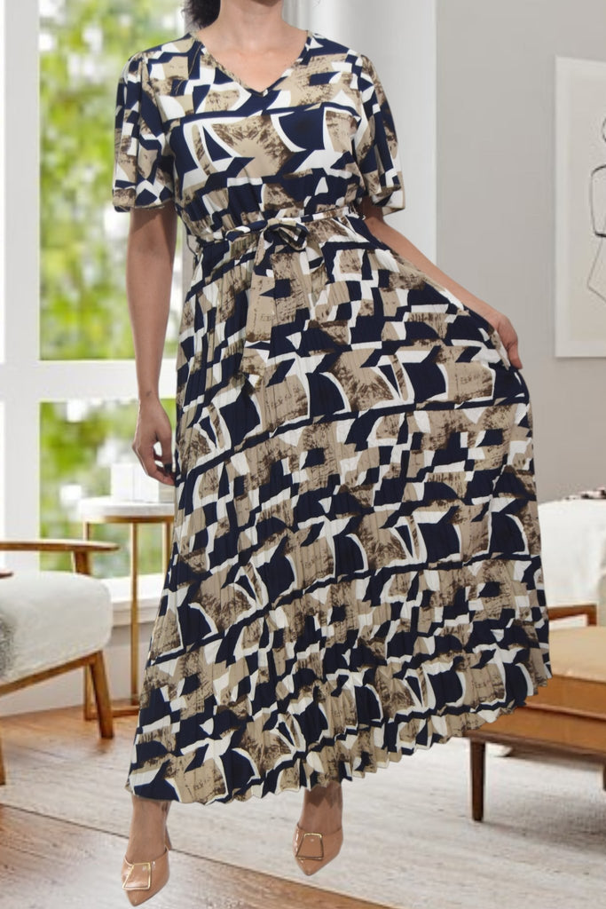 Ladies Tie Front Pocket Navy Dress - StylePhase SA