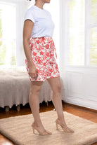 Ladies Tie Front Shorts - Cerise Floral - StylePhase SA