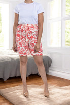 Ladies Tie Front Shorts - Cerise Floral - StylePhase SA