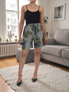 Ladies Tie Front Shorts - Olive Floral - StylePhase SA