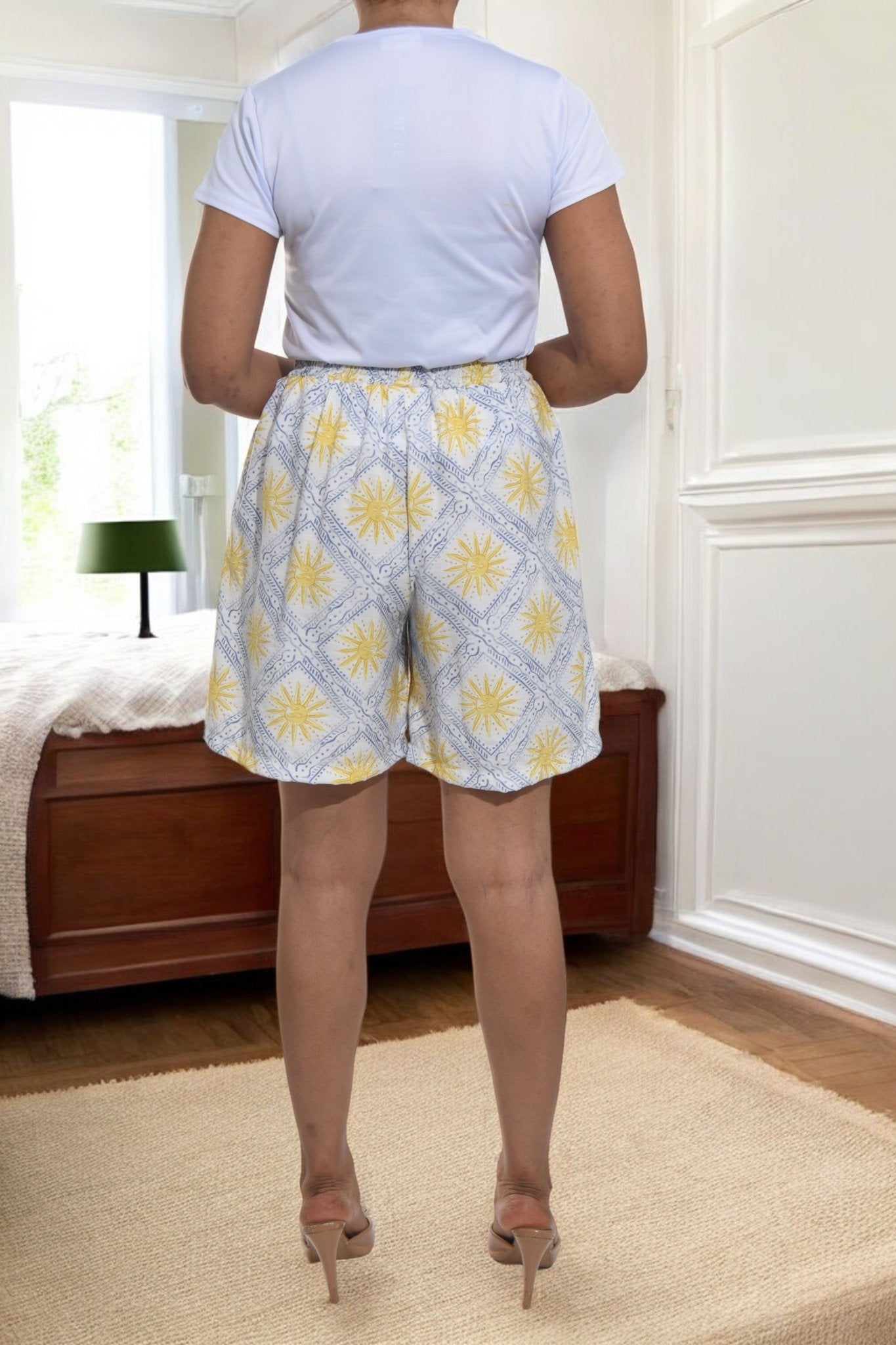 Ladies Tie Front Shorts - Sun Printed - StylePhase SA