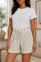 Ladies Tie Front Shorts-Sun Printed - StylePhase SA
