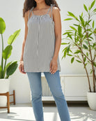 Ladies Tie Shoulder Stripe Top - StylePhase SA