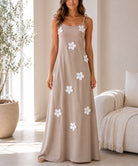 Ladies Tie Straps Beige New Feeling 3D Floral Detail Dress - StylePhase SA