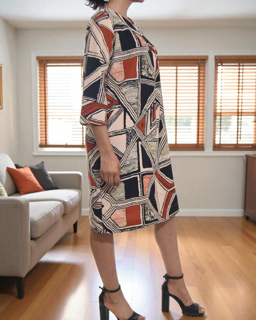 Ladies Triangle Print Tunic 3/4 Sleeve Dress - StylePhase SA
