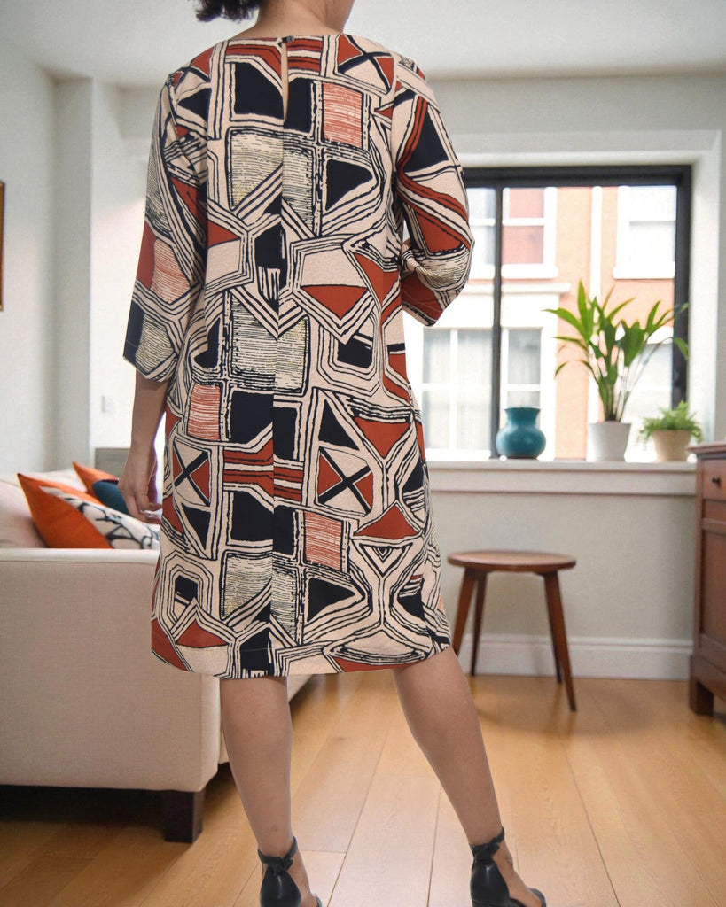 Ladies Triangle Print Tunic 3/4 Sleeve Dress - StylePhase SA