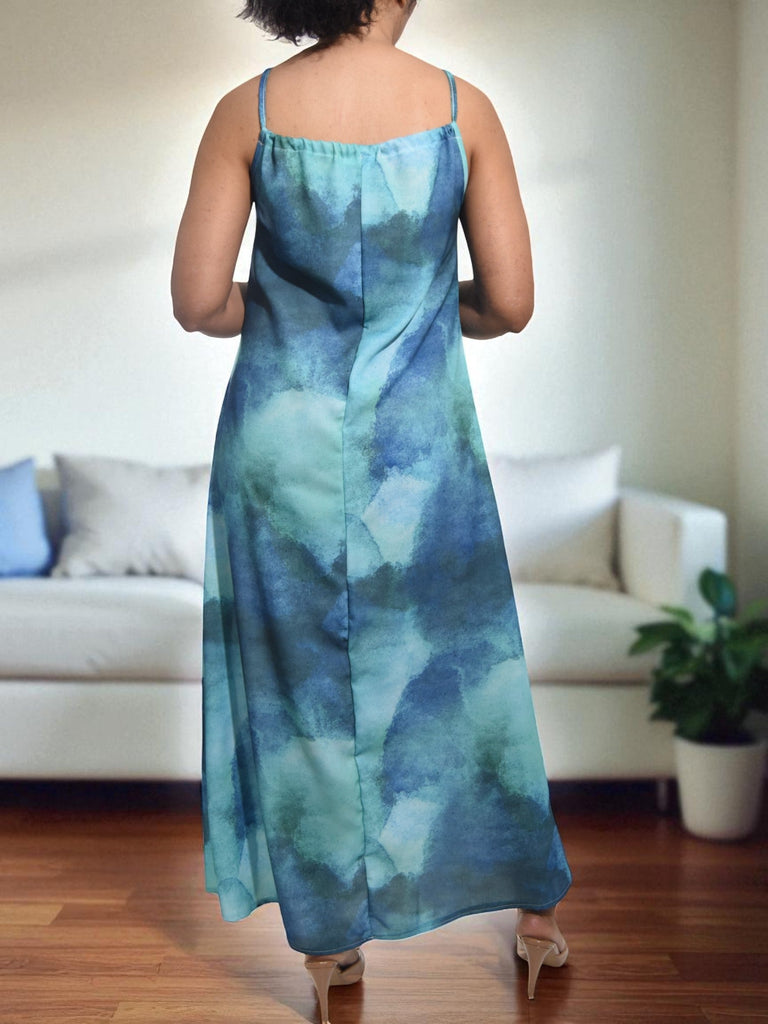 Ladies Turquoise Printed Maxi Dress - StylePhase SA