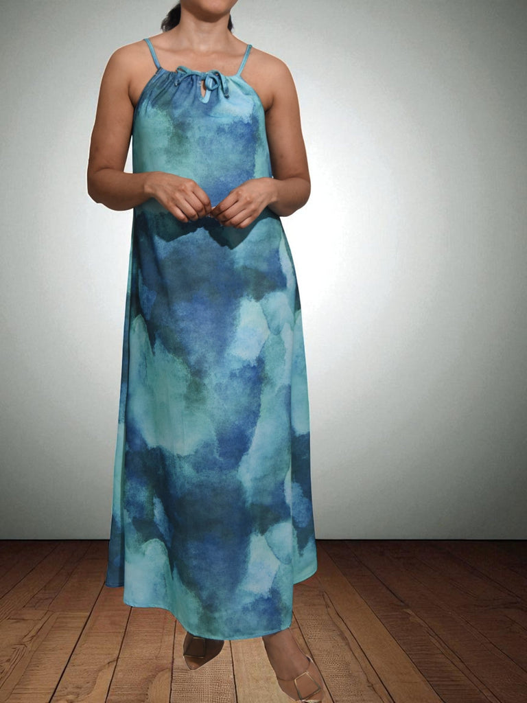 Ladies Turquoise Printed Maxi Dress - StylePhase SA