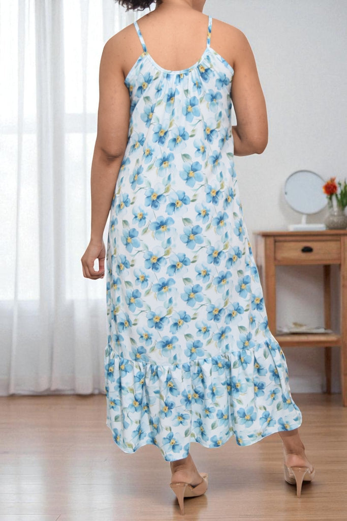 Ladies Turquoise Strappy Ruffle End Dress - StylePhase SA