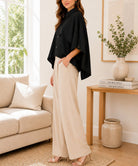 Ladies Twill Trench Cape Sleeve New Feeling Top-Black - StylePhase SA