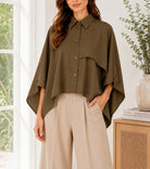 Ladies Twill Trench Cape Sleeve New Feeling Top-Brown - StylePhase SA