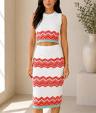 Ladies Two Piece Chevron Pattern Knitwear Set - StylePhase SA