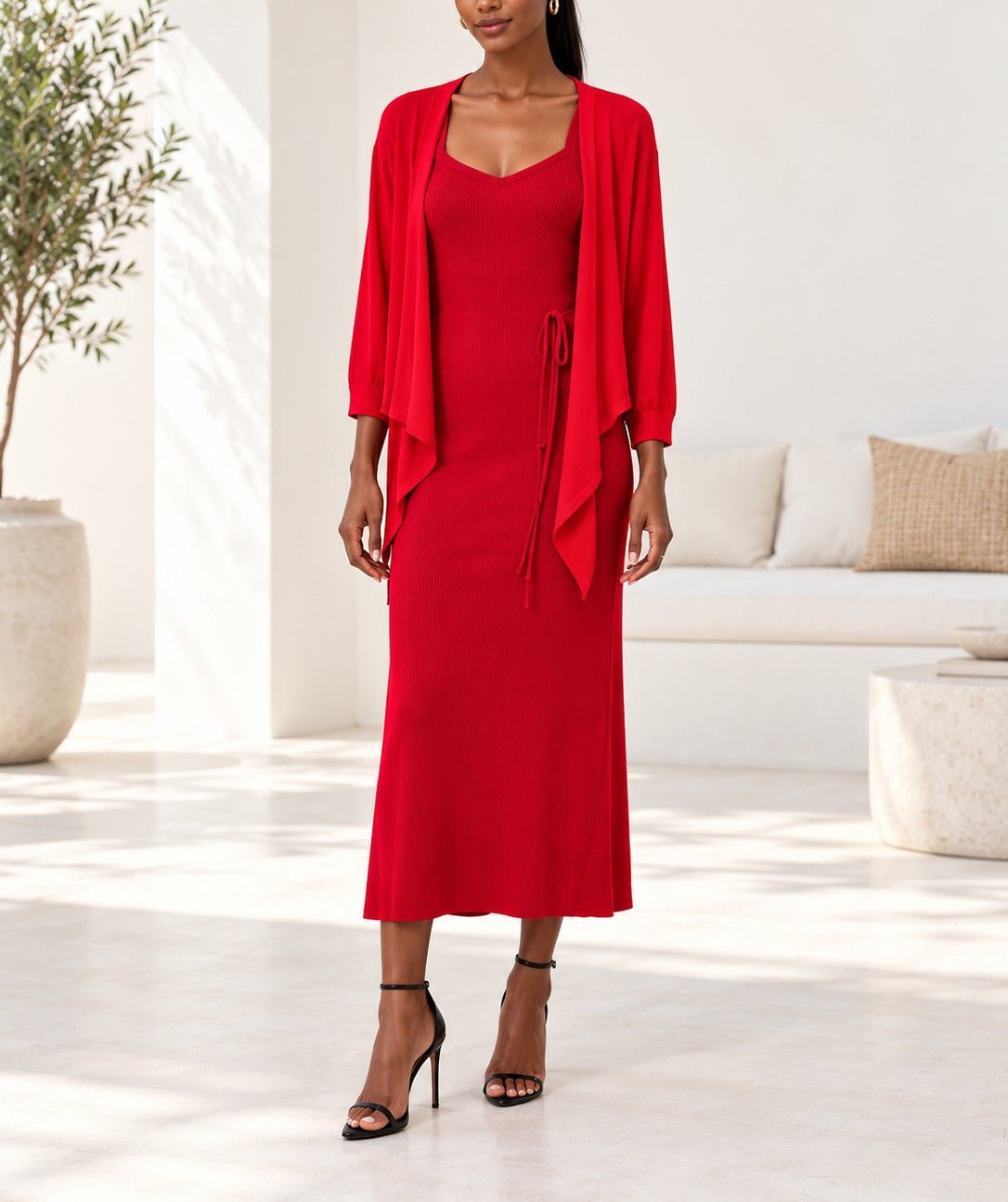 Ladies Two Piece Set -Red And Maroon - StylePhase SA