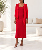 Ladies Two Piece Set -Red And Maroon - StylePhase SA