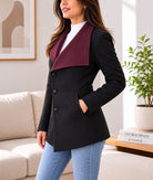 Ladies Two Tone Slim Fit Blazer Coat - Maroon And Black - StylePhase SA
