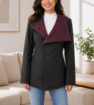 Ladies Two Tone Slim Fit Blazer Coat - Maroon And Black - StylePhase SA