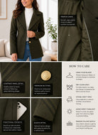 Ladies Two Tone Slim Fit Blazer Coat - Olive And Black - StylePhase SA