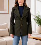 Ladies Two Tone Slim Fit Blazer Coat - Olive And Black - StylePhase SA