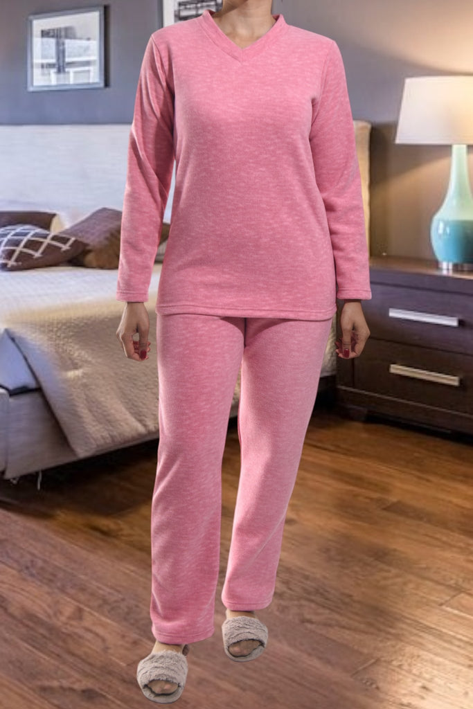 Ladies V Neck Blush Fleece Pj Set - StylePhase SA