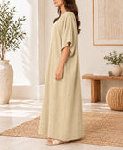 Ladies V-neck Kaftan -Beige - StylePhase SA