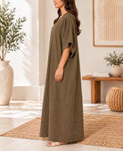 Ladies V-neck Kaftan -Brown - StylePhase SA