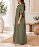 Ladies V-neck Kaftan -Olive - StylePhase SA