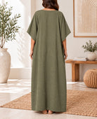 Ladies V-neck Kaftan -Olive - StylePhase SA