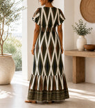 Ladies V Neck Maxi Dress -Olive - StylePhase SA