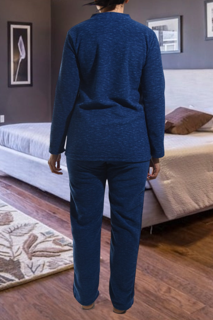Ladies V Neck Navy Fleece Pj Set - StylePhase SA