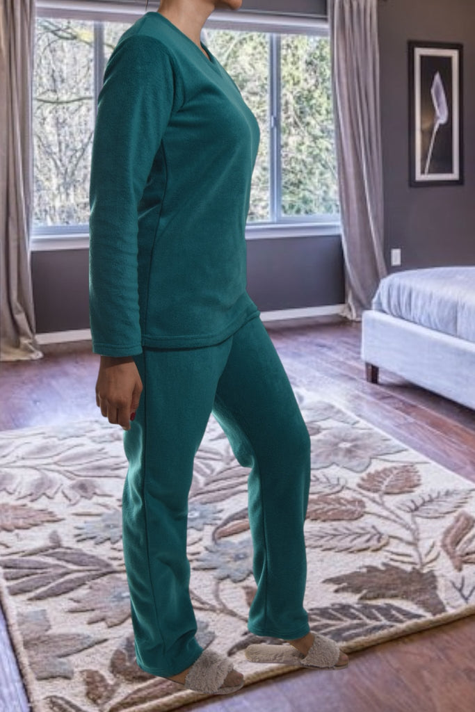 Ladies V Neck Teal Fleece Pj Set - StylePhase SA