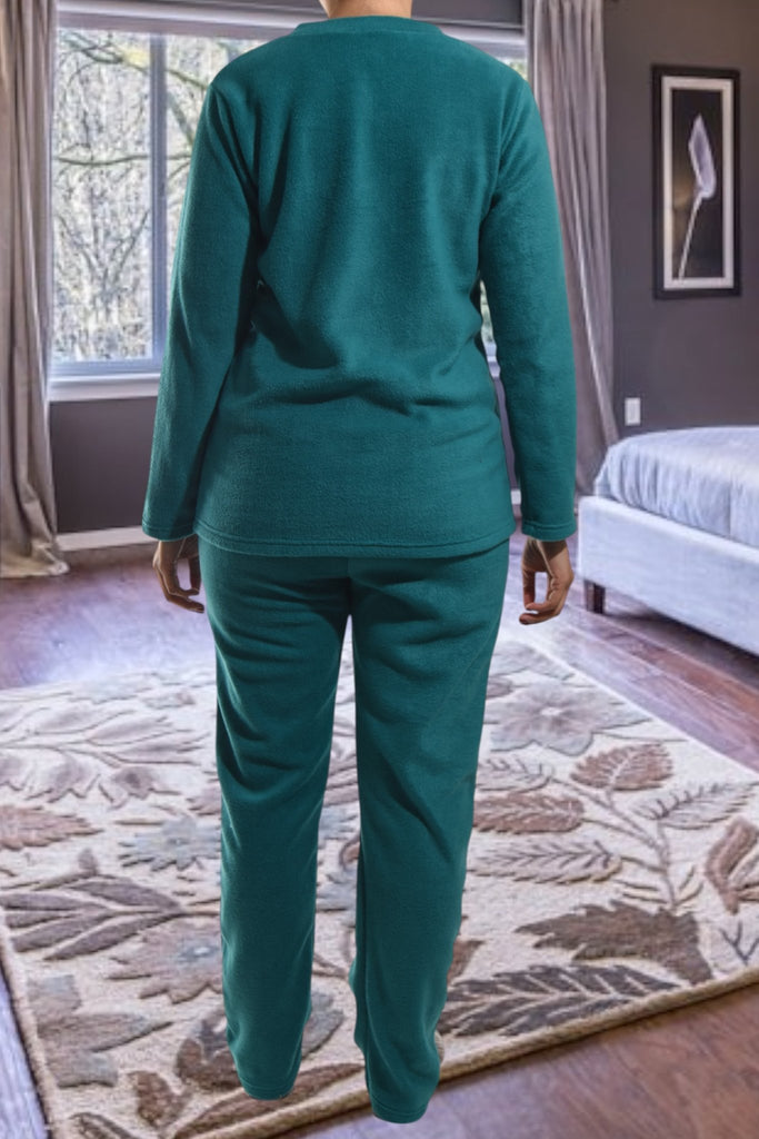 Ladies V Neck Teal Fleece Pj Set - StylePhase SA