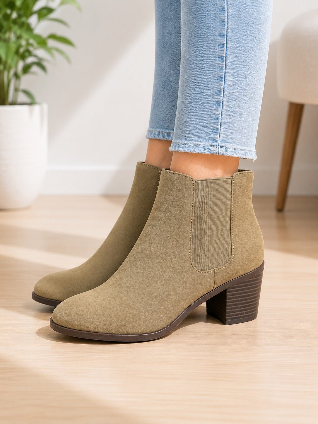 Ladies Varia Taupe Block Heel Boot - StylePhase SA