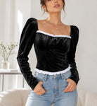 Ladies Velour Corset New Feeling Top-Black - StylePhase SA