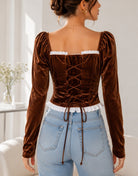 Ladies Velour Corset New Feeling Top-Brown - StylePhase SA