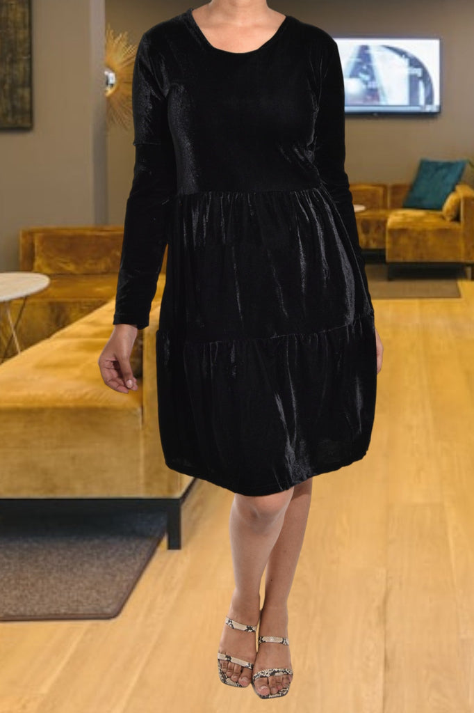 Ladies Velvet Long Sleeve Dress - StylePhase SA