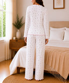 Ladies White And Pink Bow Detail Pyjama - StylePhase SA