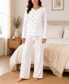 Ladies White And Red Heart Button Pyjama - StylePhase SA
