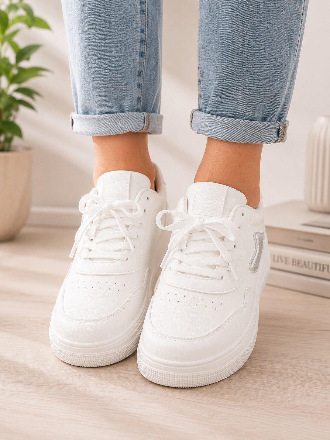 Ladies White And Silver Sneaker - StylePhase SA