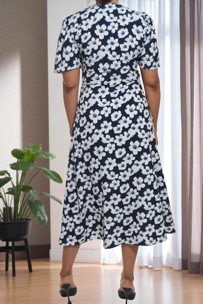 Ladies White Big Flowers Wrap Dress - StylePhase SA