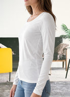Ladies White Button Long Sleeve Top - StylePhase SA