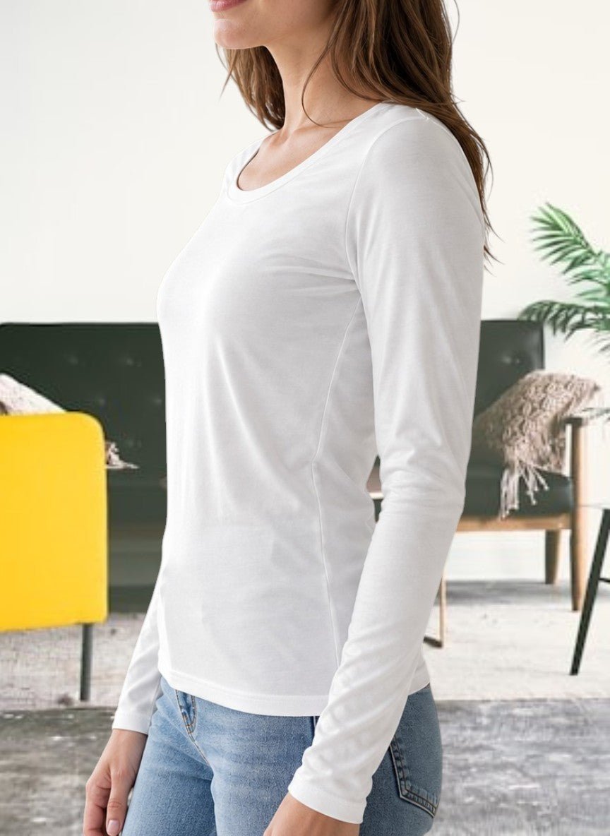Ladies White Button Long Sleeve Top - StylePhase SA