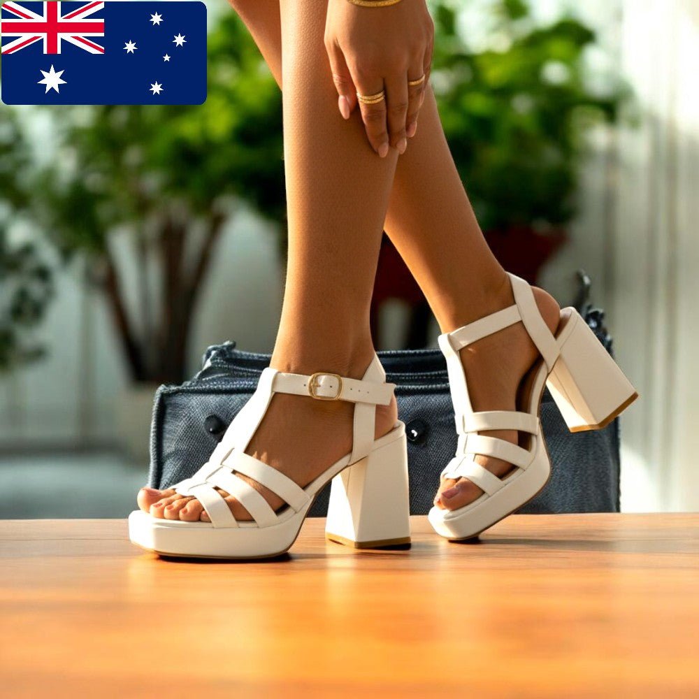 Ladies White Chunky Heel - StylePhase SA