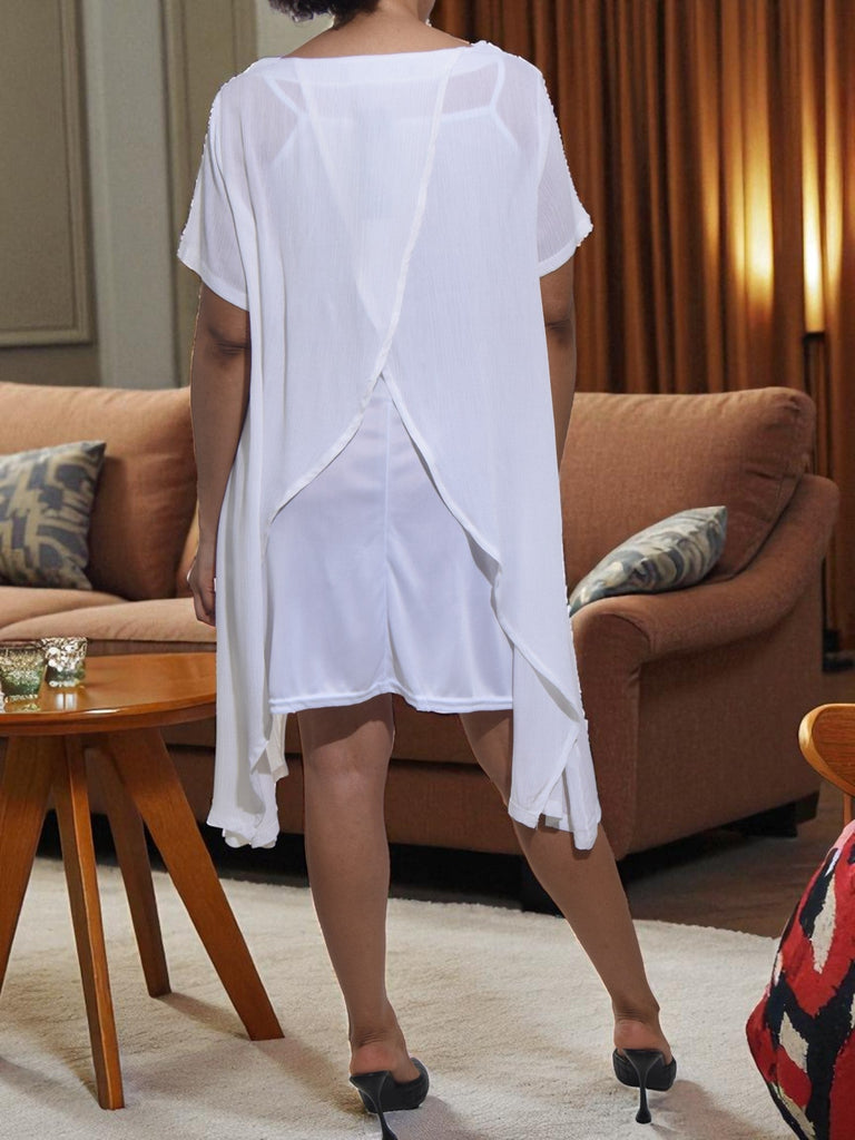 Ladies White Crew Neck Dress - StylePhase SA