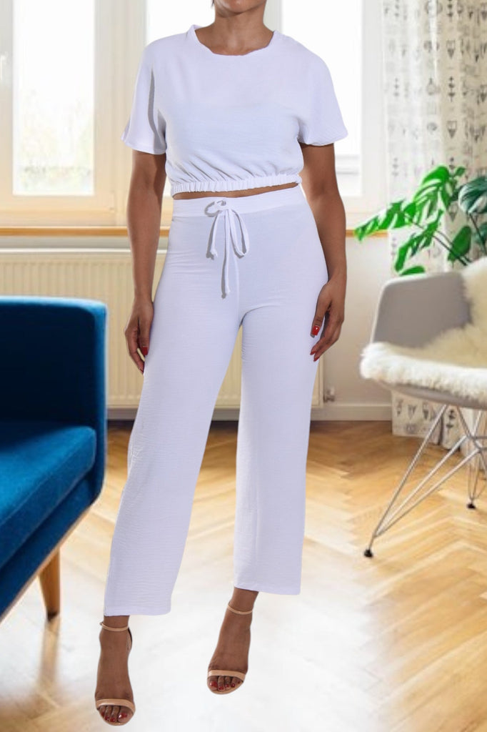 Ladies White Crop Set - StylePhase SA