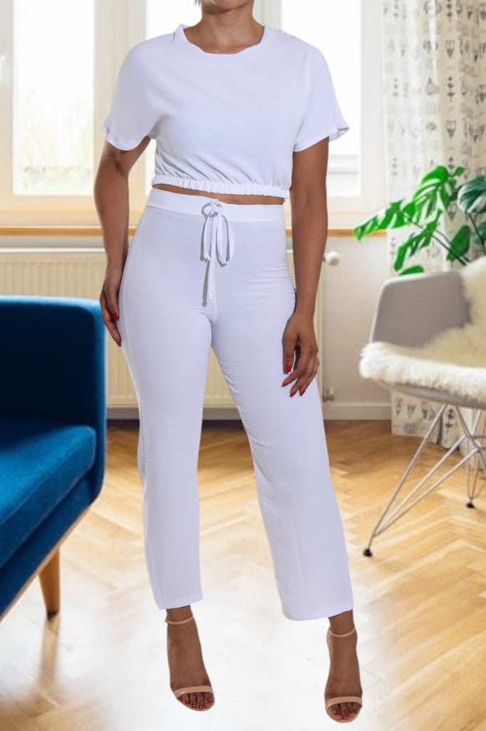 Ladies White Crop Set - StylePhase SA