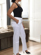 Ladies White Drawstring Pants - StylePhase SA