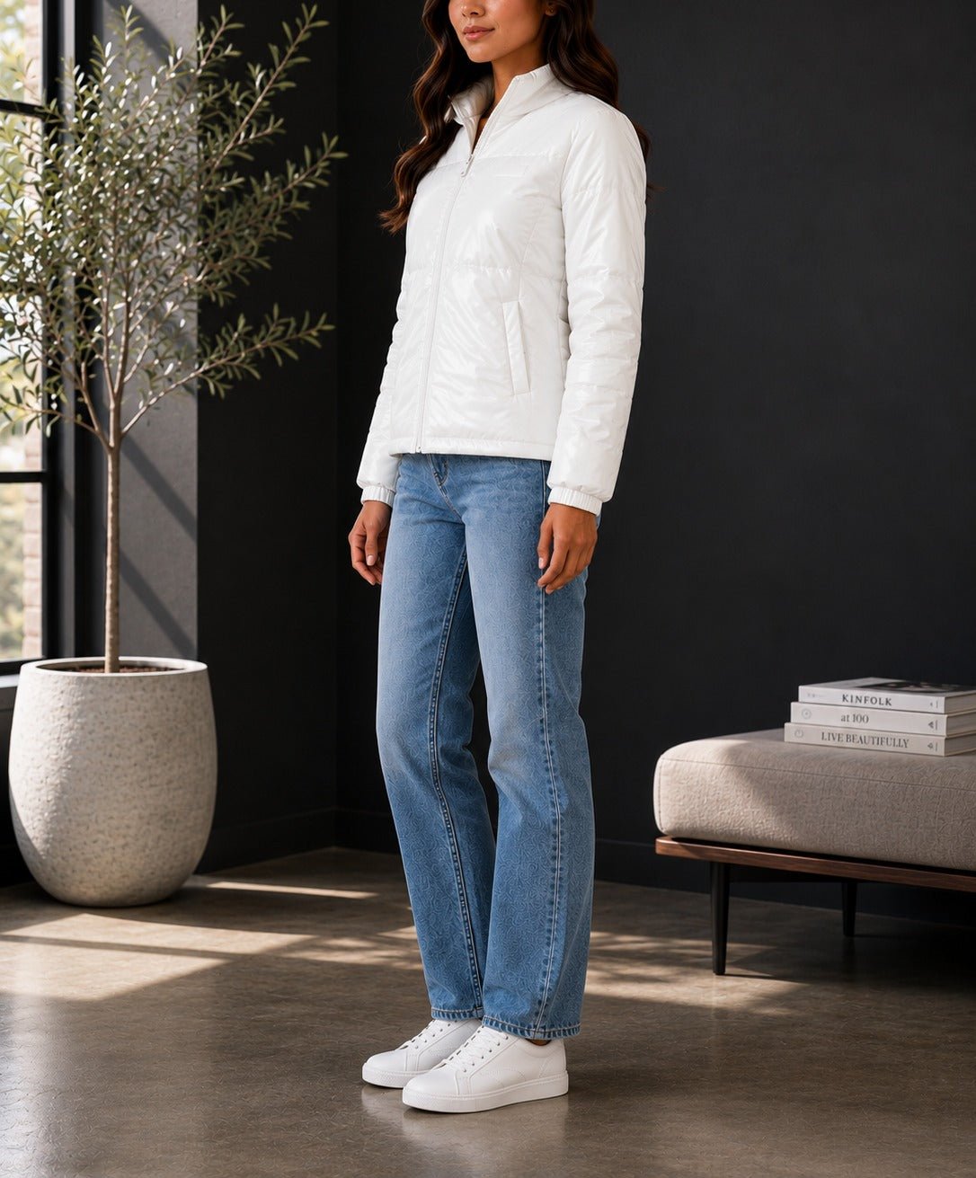 Ladies White Faux Leather Jacket - StylePhase SA