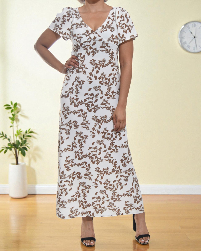 Ladies White Floral Scoop Back Maxi Dress - StylePhase SA